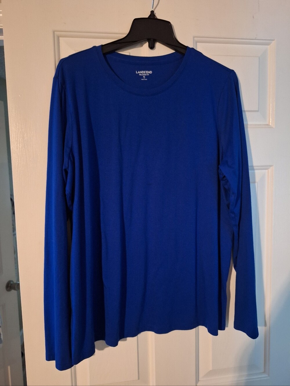 Lands' End Womens Long Sleeve Crewneck Tee - Blue